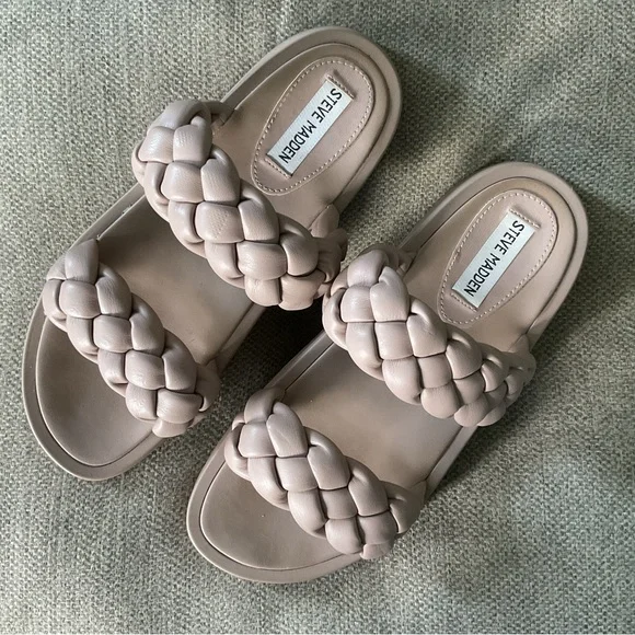 Steve Madden Tan Braided Sandals Slip-On - Picture 1 of 5